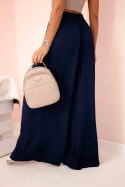 Spodnie damskie wiskozowe szerokie z gumką w pasie granatowe