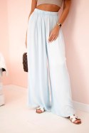 Spodnie damskie wiskozowe szerokie z gumką w pasie niebieskie