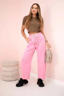 Spodnie masełko wiązane w pasie różowe