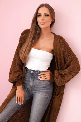 Sweter długi kardigan jasny brązowy