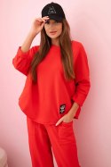 Komplet bawełniany bluza + spodnie czerwony