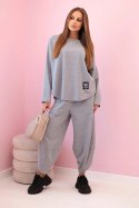 Komplet bawełniany bluza + spodnie szary melanż