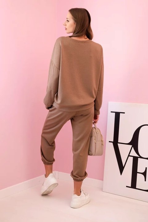 Komplet bluza + spodnie masełko camelowy