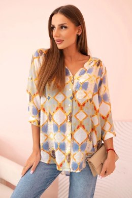 Koszula damska wiskozowa z rękawem 3/4 i kieszonką miętowa