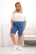 Spodenki damskie bawełniane Plus Size z paskiem jeansowe