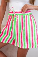 Spodenki damskie bawełniane w paski zielony neon