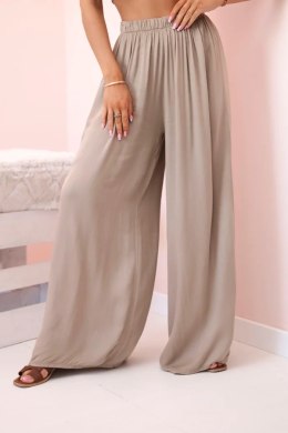 Spodnie damskie wiskozowe szerokie z gumką w pasie camelowe