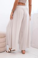 Spodnie damskie z wiskozy z szeroką nogawką ciemno beżowe
