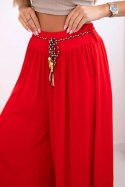 Spodnie damskie z wiskozy z szeroką nogawką czerwone