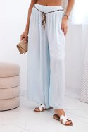 Spodnie damskie z wiskozy z szeroką nogawką niebieskie