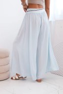 Spodnie damskie z wiskozy z szeroką nogawką niebieskie