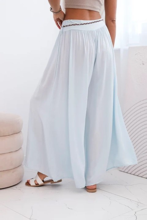 Spodnie damskie z wiskozy z szeroką nogawką niebieskie