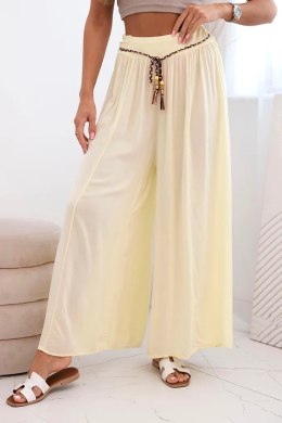 Spodnie damskie z wiskozy z szeroką nogawką żółte