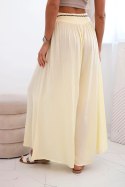 Spodnie damskie z wiskozy z szeroką nogawką żółte
