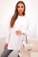Bluza damska bawełniana z szerokim ściągaczem na dole biała