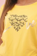 Bluzka damska bawełniana z krótkim rękawem i nadrukiem „Stay Wild" żółta