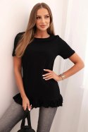 Bluzka damska z falbaną na dole czarna