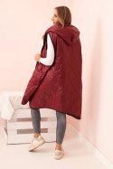 Kamizelka damska pikowana Plus Size z kapturem zapinana na zamek bordowa