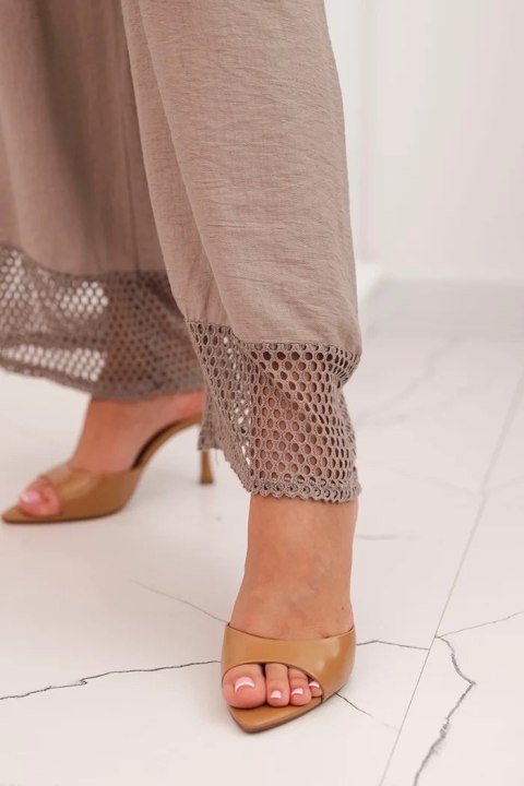 Komplet damski z wiskozy bluzka na szerokich ramiączkach i spodnie z szeroką nogawką fango