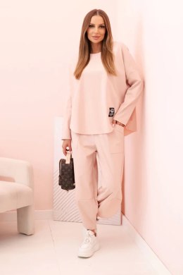 Komplet new punto bluza + spodnie ciemny pudrowy róż