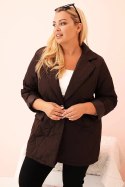 Kurtka damska Plus Size pikowana z kołnierzem i guzikiem brązowa