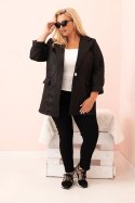 Kurtka damska Plus Size pikowana z kołnierzem i guzikiem czarna
