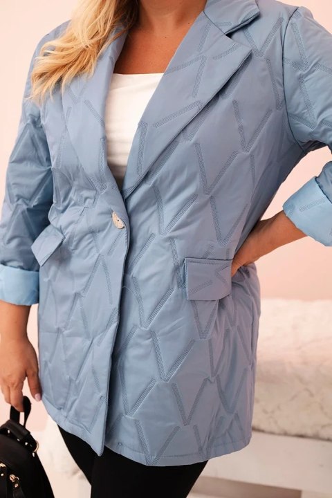 Kurtka damska Plus Size pikowana z kołnierzem i guzikiem jeansowa