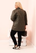 Kurtka damska Plus Size pikowana z kołnierzem i guzikiem khaki