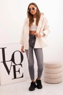 Kurtka damska pikowana z kapturem jasno beżowa