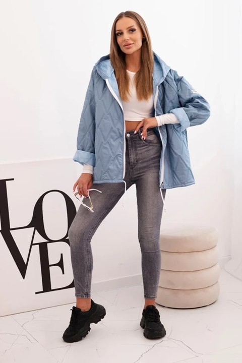 Kurtka damska pikowana z kapturem jasno jeansowa