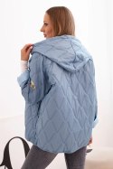 Kurtka damska pikowana z kapturem jasno jeansowa