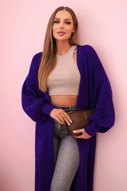Sweter długi kardigan fioletowy