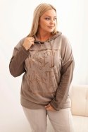 Bluza damska Plus Size dekatyzowana z kapturem i nadrukiem fango