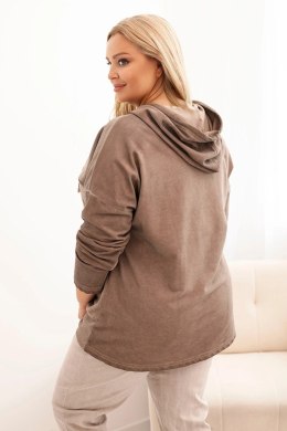 Bluza damska Plus Size dekatyzowana z kapturem i nadrukiem fango