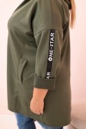 Bluza damska Plus Size z wiskozą rozpinana z kapturem khaki