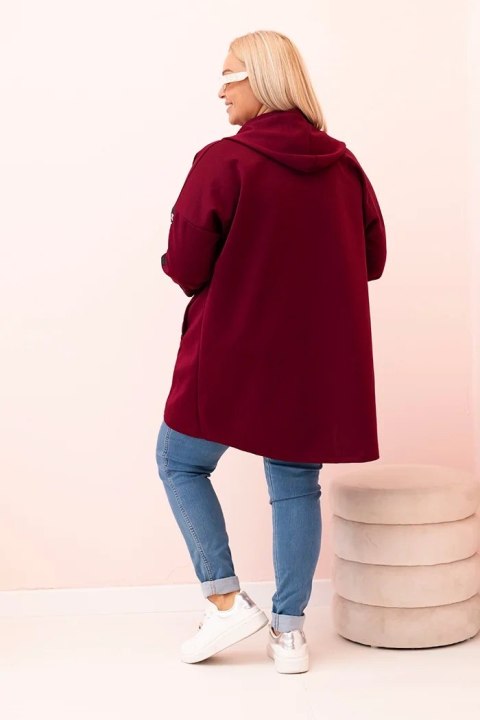 Bluza damska Plus Size z wiskozą rozpinana z kapturem śliwkowa
