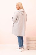 Bluza damska Plus Size z wiskozą rozpinana z kapturem szara