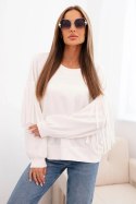 Bluza damska masełkowa z ozdobnymi rękawami ecru