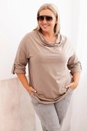 Bluzka damska Plus Size z bawełną o luźnym kroju z dekoltem wodnym fango