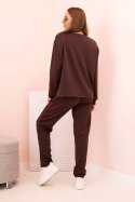 Komplet damska masełkowy bluza i spodnie z gumką brązowy