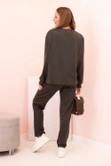 Komplet damska masełkowy bluza i spodnie z gumką khaki