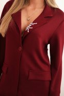 Komplet damska z wiskozą z ozdobami i elastycznymi spodniami bordowy