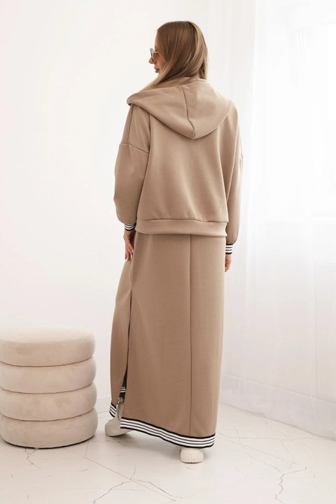 Komplet damska z wiskozą z rozpinaną bluzą i długą sukienką fango