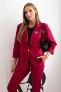 Komplet damski Punto elegancka marynarka i spodnie bordowy