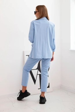 Komplet damski Punto elegancka marynarka i spodnie niebieski