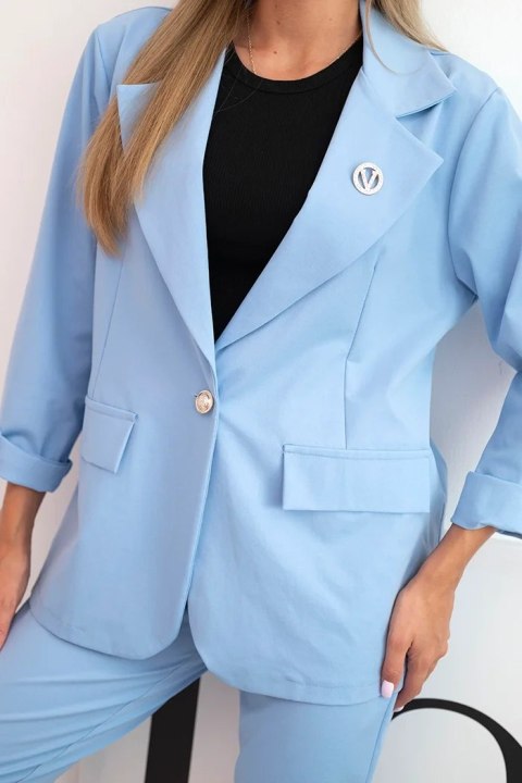 Komplet damski Punto elegancka marynarka i spodnie niebieski