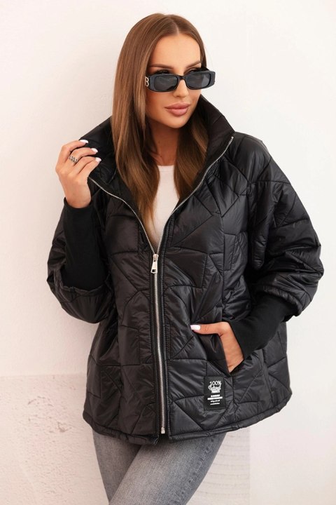 Kurtka damska pikowana z krótkim krojem i stójką czarna