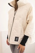 Kurtka damska pikowana z krótkim krojem i stójką jasno beżowa