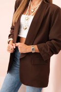Marynarka z klapami elegancka brązowa