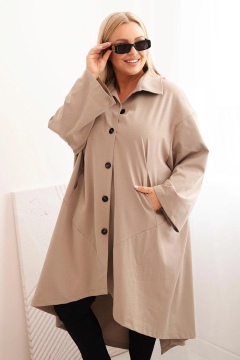 Narzutka damska Plus Size Punto z bawełną i guzikami fango